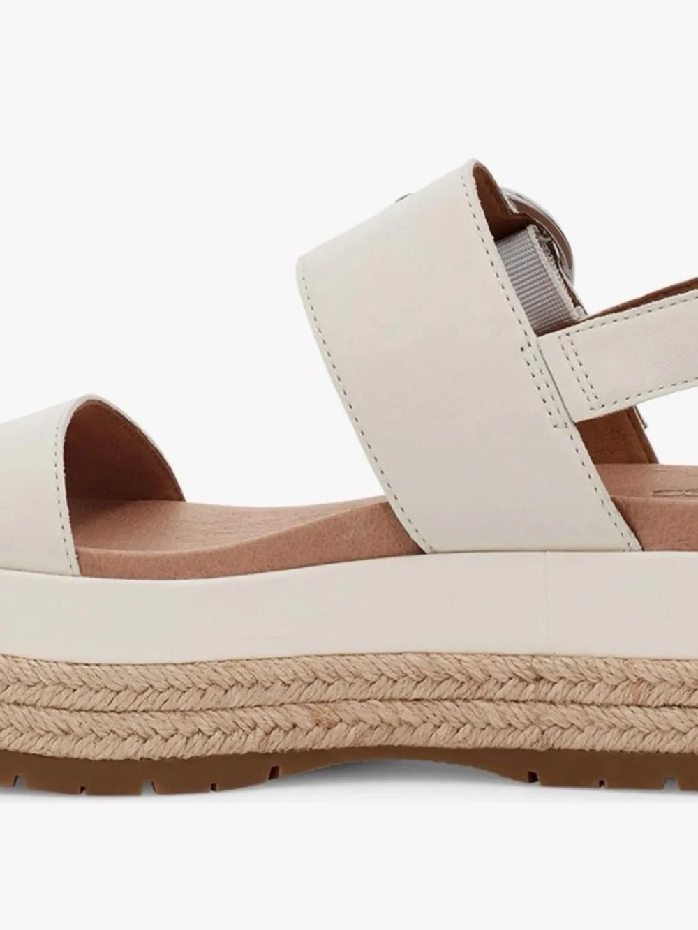 UGG Women White April Espadrille Wedge Platform Buckle Sandals sz 42 $80